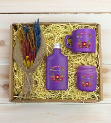 BK Gift Kişiye Özel İsimli DTF Anne Temalı Mor Kahve Fincanı & Kolonya & Mum & El Yapımı Kuru Çiçek Buketi Hediye Seti-6, Anneye Hediye, Anneler Günü Hediyesi