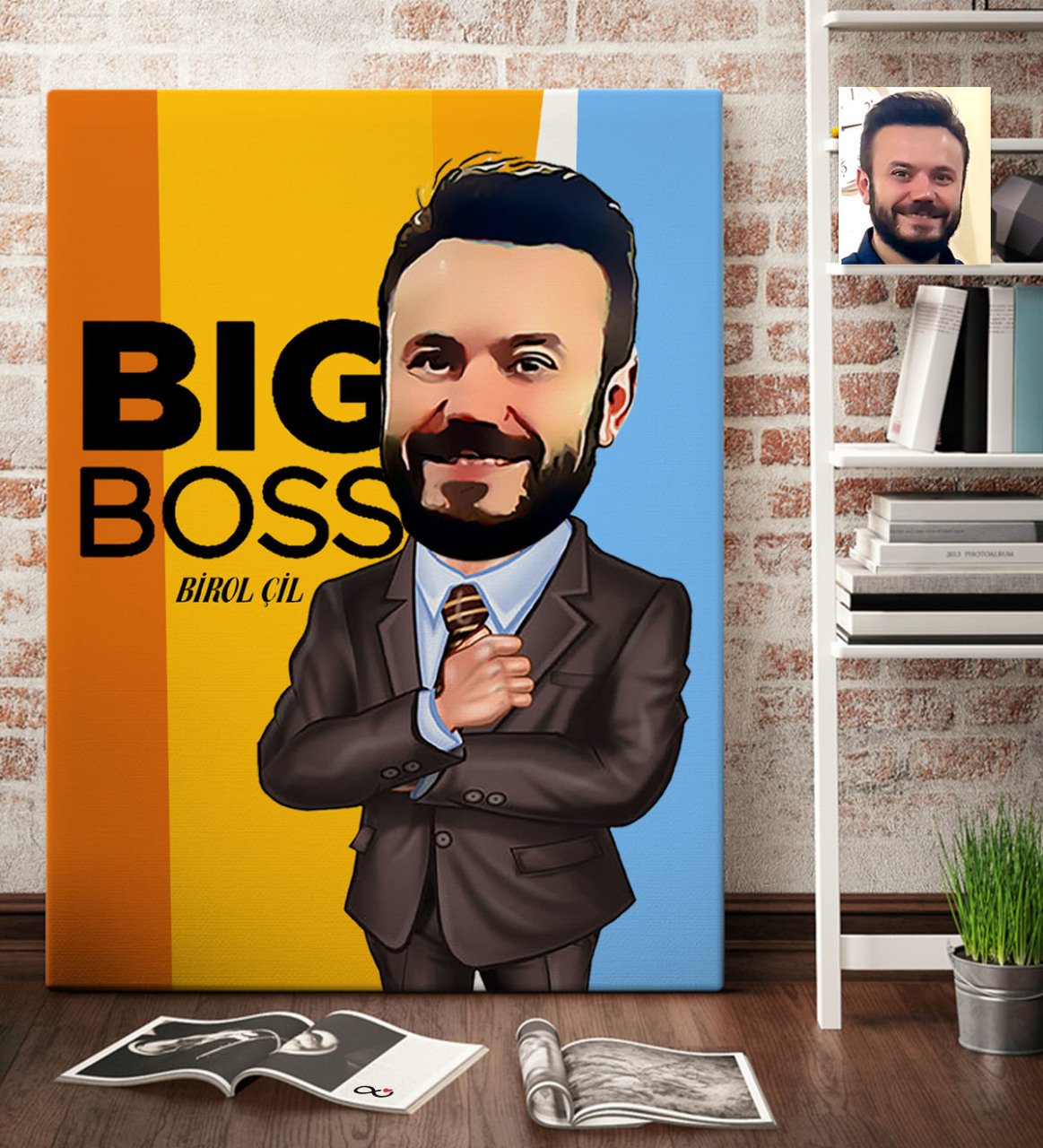 Kişiye Özel Bay Big Boss Karikatür Kanvas Tablo (70 x 100 cm.) 3