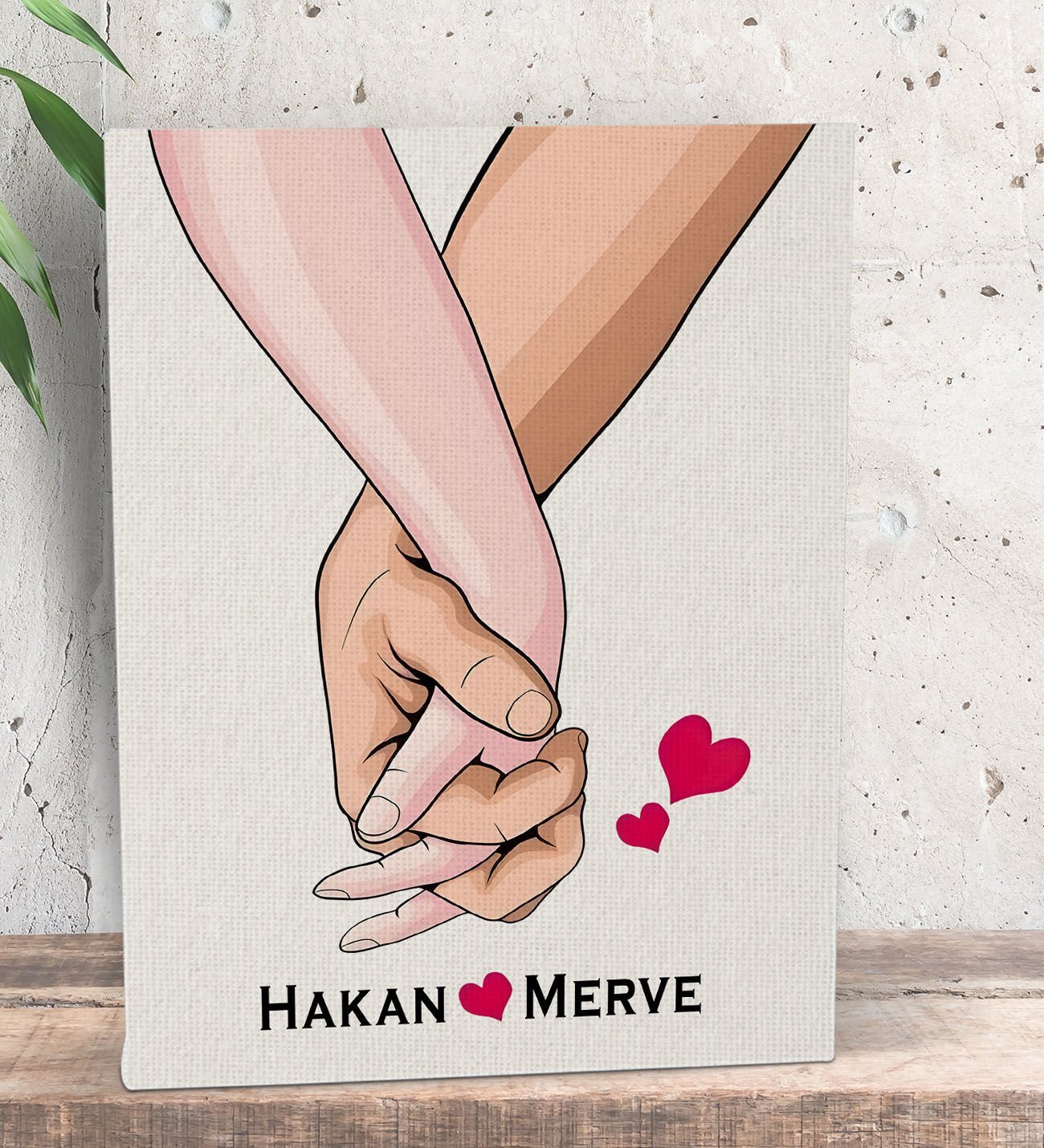 BK Gift Kişiye Özel Sevgili El Ele Tasarımlı Kanvas Tablo-3 (15x20), Sevgiliye Hediye, Sevgililer Günü Hediyesi