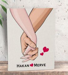 BK Gift Kişiye Özel Sevgili El Ele Tasarımlı Kanvas Tablo-3 (15x20), Sevgiliye Hediye, Sevgililer Günü Hediyesi