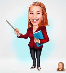Kişiye Özel Kadın Öğretmen Tasarımlı Dijital Karikatür-3