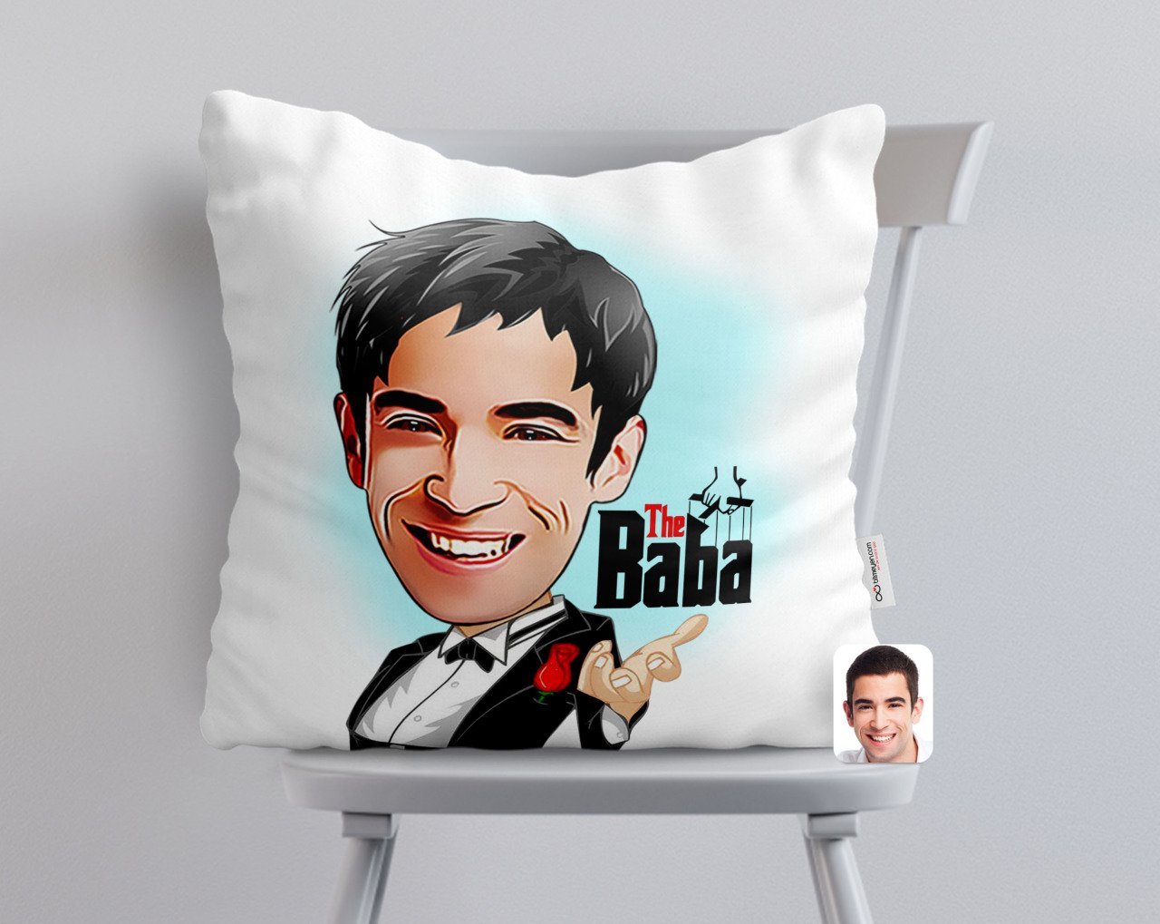 Kişiye Özel Godfather Baba Karikatürlü Beyaz Yastık-3