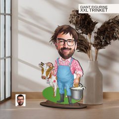 BK Gift Kişiye Özel Çiftçi Karikatürlü Büyük Boy Ahşap Biblo-1 Arkadaşa Hediye , Sevgiliye Hediye, Kişiye Özel Biblolar