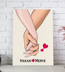 BK Gift Kişiye Özel Sevgili El Ele Tasarımlı Kanvas Tablo-3 (30x50), Sevgiliye Hediye, Sevgililer Günü Hediyesi