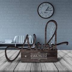 Kişiye Özel Mesleki Avukat Ahşap Masa İsimliği - D3
