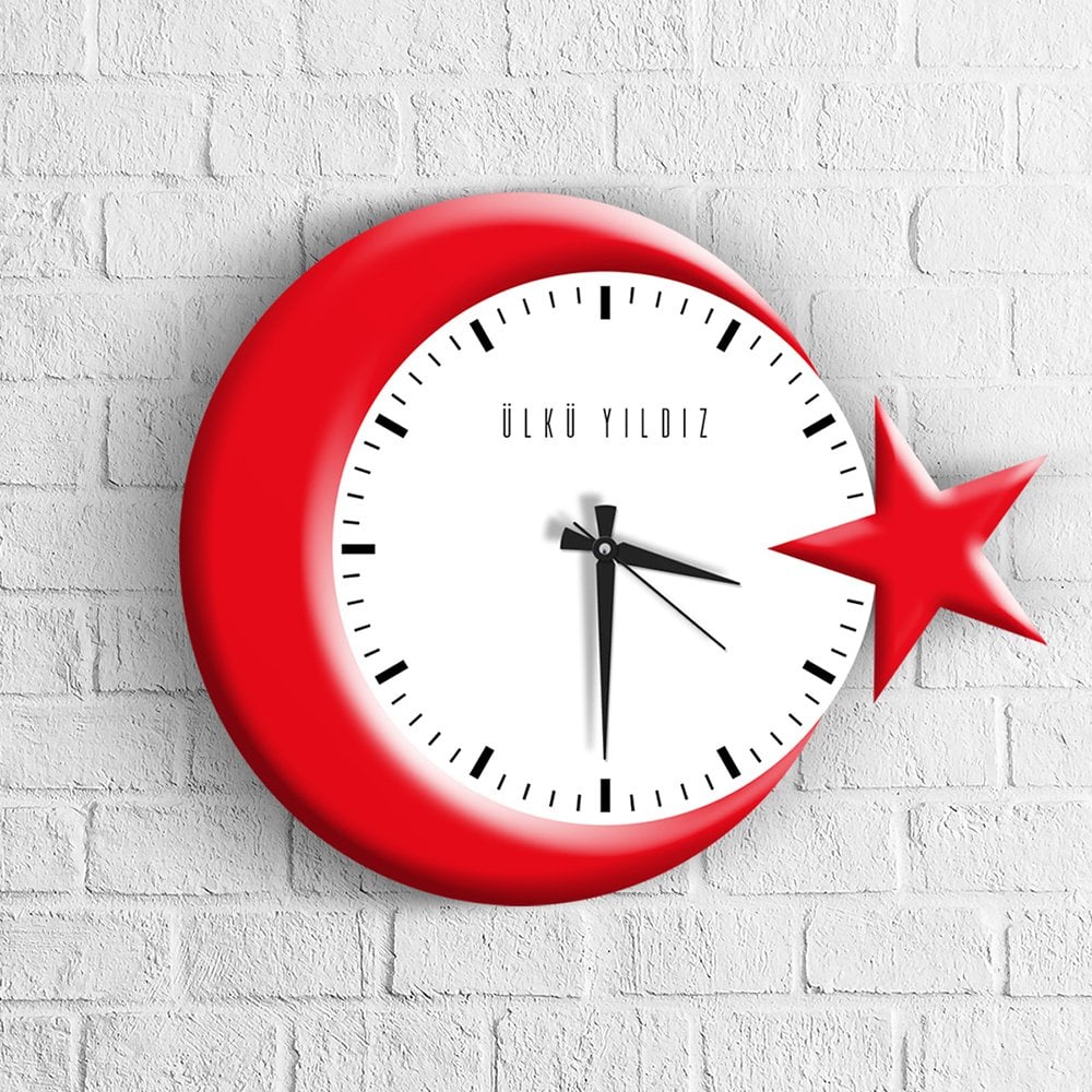 Kişiye Özel Ayyıldız Ahşap Duvar Saati - 1