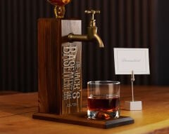 BK Gift Kişiye Özel Kabartma İsimli Musluklu Doğal Ahşap İçki Standı, Home Bar, Viski Çeşmesi, İçecek Dispenseri, Ahşap İçecek Çeşmesi-9