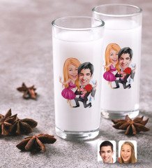 Kişiye Özel Sevgililer Karikatürlü İkili Rakı Bardağı Seti-9
