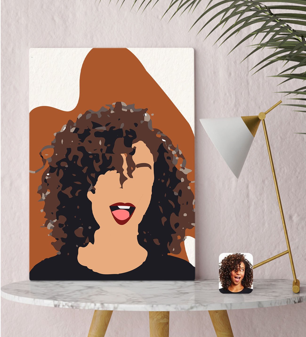 BK Gift Kişiye Özel Karikatür Portre Kanvas Tablo, Illustrasyon Portre 30x50cm, Duvar Dekoru, Arkadaşa Hediye, Sevgiliye Hediye, Ev ve Ofis Hediyesi