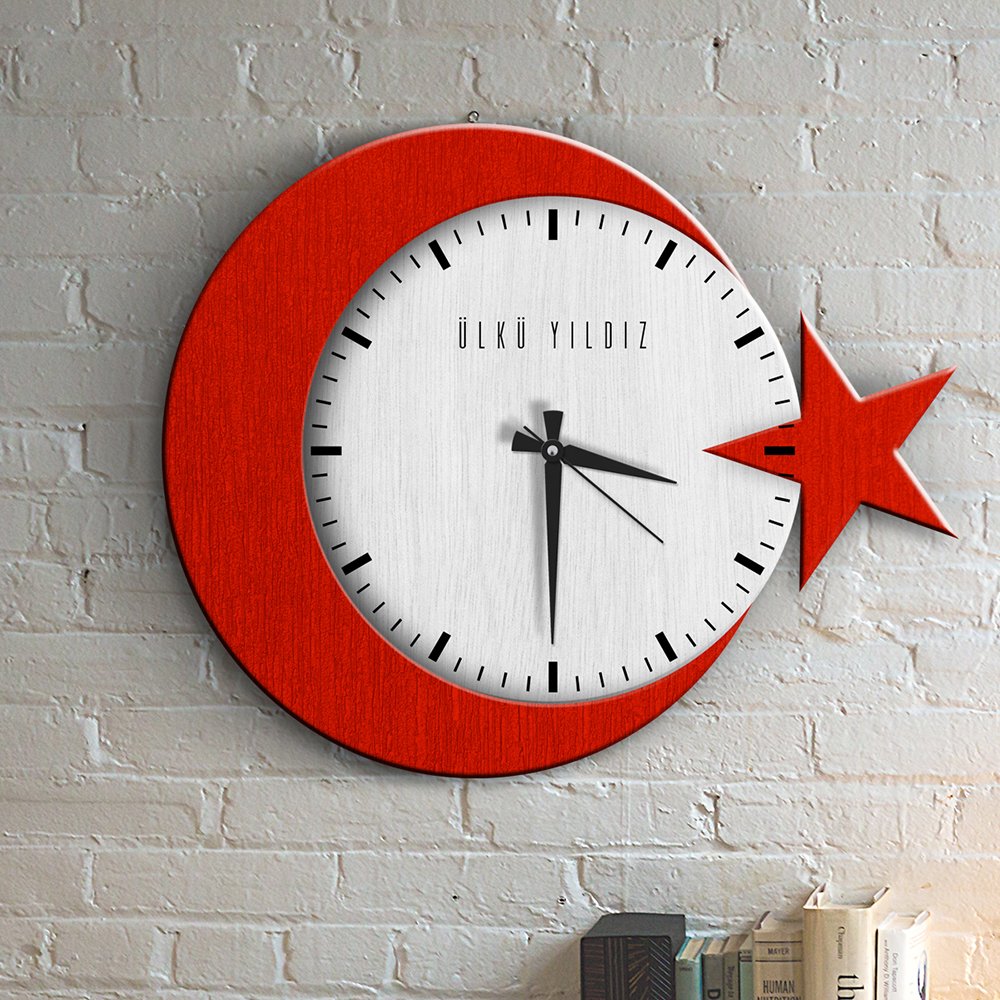 Kişiye Özel Ayyıldız Ahşap Duvar Saati - 2