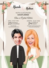 Kişiye Özel Karikatürlü Bitmeyen Düğün Davetiyesi Model 89