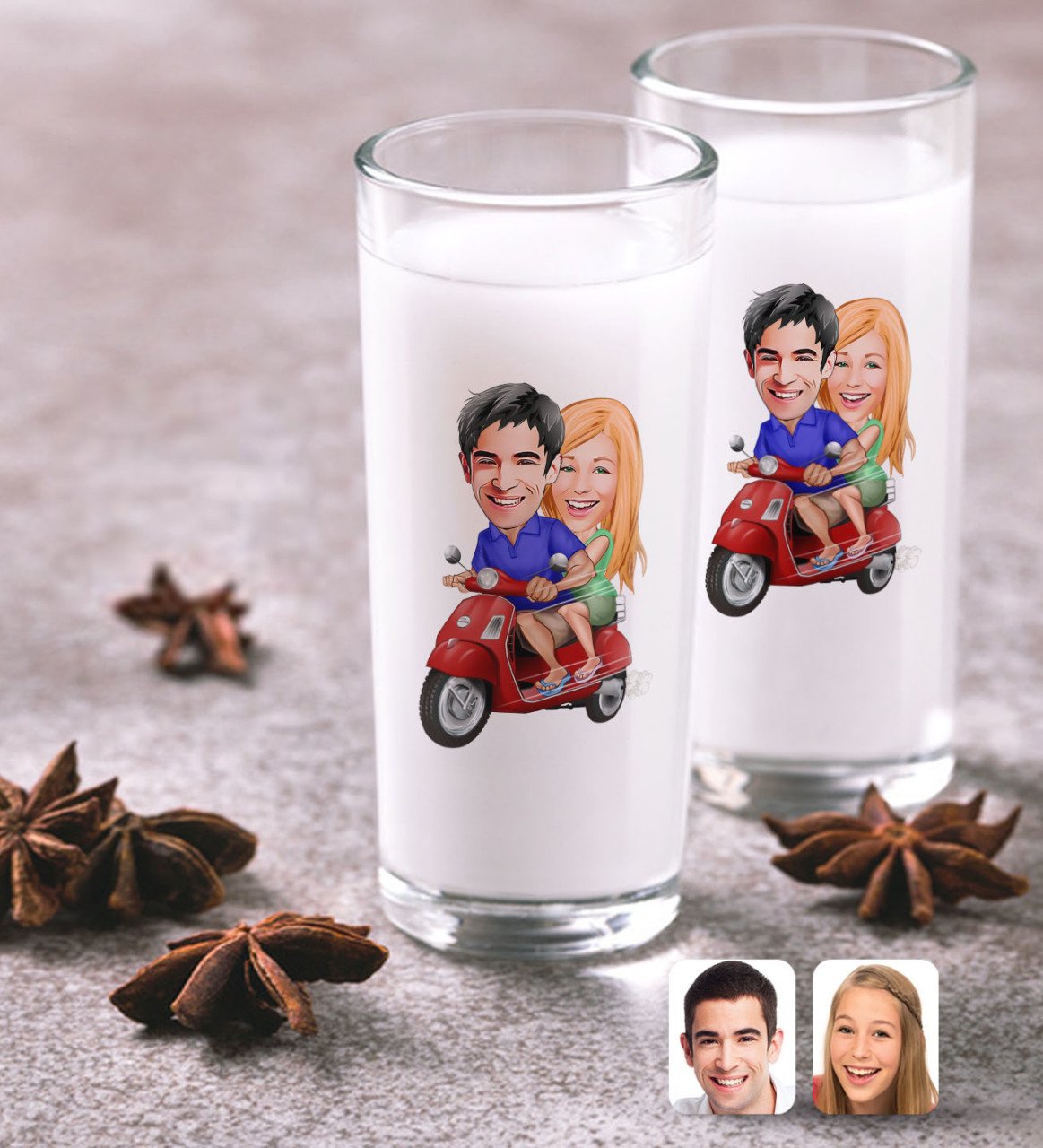 Kişiye Özel Sevgililer Karikatürlü İkili Rakı Bardağı Seti-10