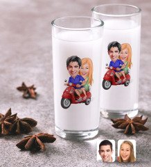 Kişiye Özel Sevgililer Karikatürlü İkili Rakı Bardağı Seti-10
