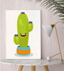 BK Gift Kaktüs Tasarımlı Kanvas Tablo 30x50cm-13