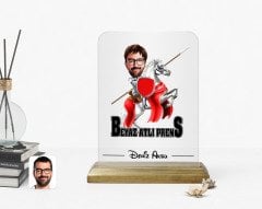 Kişiye Özel Beyaz Atlı Prens Karikatürlü Ahşap Standlı Çerçeve-2