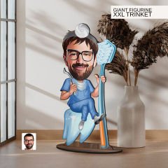 BK Gift Kişiye Özel Diş Hekimi Karikatürlü Büyük Boy Ahşap Biblo-3 Arkadaşa Hediye , Sevgiliye Hediye, Kişiye Özel Biblolar