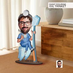 BK Gift Kişiye Özel Diş Hekimi Karikatürlü Büyük Boy Ahşap Biblo-3 Arkadaşa Hediye , Sevgiliye Hediye, Kişiye Özel Biblolar