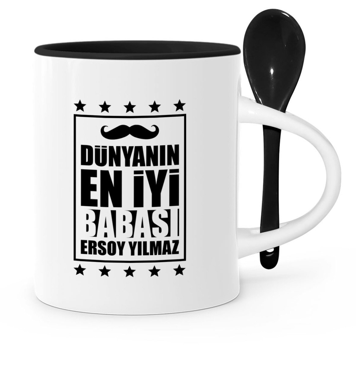 Babalar Gününe Özel Dünyanın En İyi Babası Siyah Kaşıklı Kupa Bardak - 2