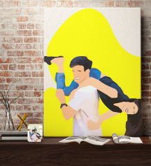 BK Gift Kişiye Özel Karikatür Portre Kanvas Tablo, Illustrasyon Portre 70x100cm, Duvar Dekoru, Arkadaşa Hediye, Sevgiliye Hediye, Ev ve Ofis Hediyesi-2