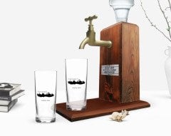 Kişiye Özel Renkli Baskılı Kocaeli Tasarımlı Turistik İkili Rakı Bardağı ve Ahşap Rakı Standı Hediye Seti-2