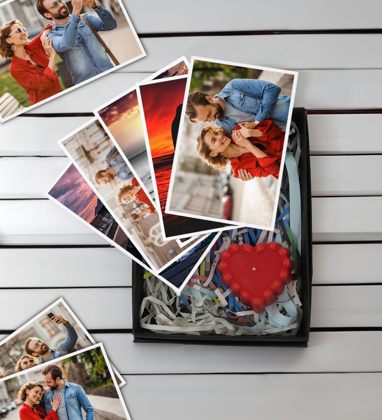 BK Gift Kişiye Özel 10 adet Fotoğraf Baskısı ve Kokulu Kalp Mum Hediye Seti (Özel Hediye Kutusunda), Sevgiliye Hediye, Yıl Dönümü Hediyesi