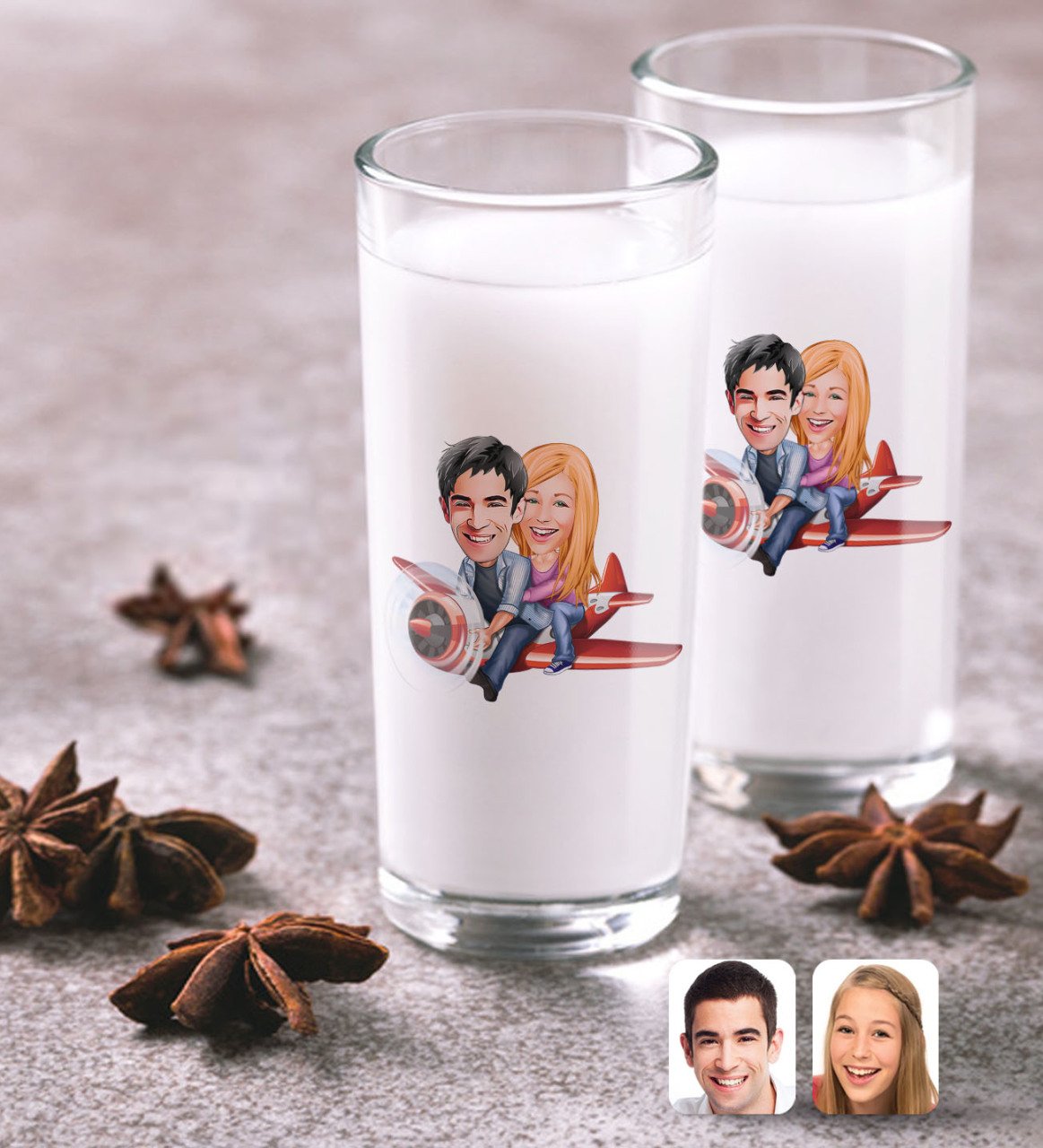 Kişiye Özel Sevgililer Karikatürlü İkili Rakı Bardağı Seti-11