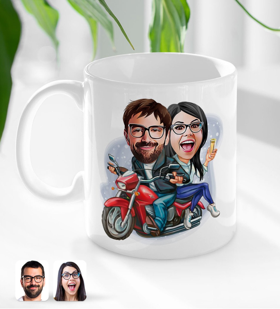 Kişiye Özel Sevgililer Karikatürlü Beyaz Kupa Bardak-97