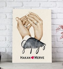 BK Gift Kişiye Özel Sevgili El Ele Tasarımlı Kanvas Tablo-4 (20x30), Sevgiliye Hediye, Sevgililer Günü Hediyesi