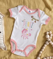 BK Kids Kişiye Özel İsimli Pembe Bebek Body Zıbın ve Kız Bebek İğnesi Hediye Seti-4