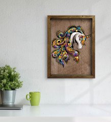 BK Home Unicorn Tasarımlı Doğal Masif Ahşap Çerçeveli Tablo-2