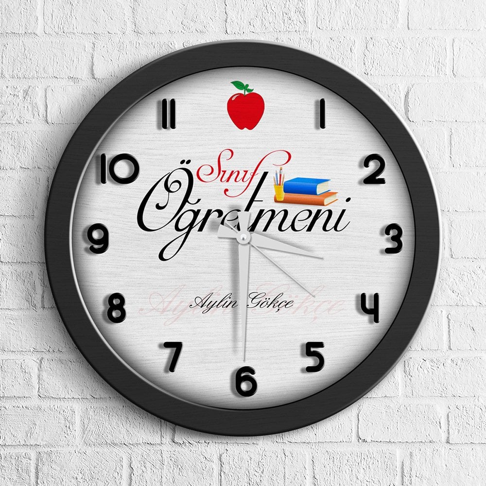 Kişiye Özel Mesleki Sınıf Öğretmeni Ahşap Duvar Saati - 6