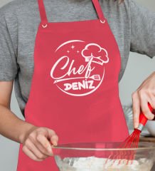 BK Gift Kişiye Özel İsimli Chef Tasarımlı Profesyonel Kırmızı Mutfak Önlüğü, Aşçı Önlüğü, Şef Önlüğü, Arkadaşa Hediye-7