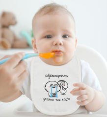 BK Kids Gözüme Toz Kaçtı Tasarımlı Beyaz Bebek Body Zıbın ve Mama Önlüğü Hediye Seti-1