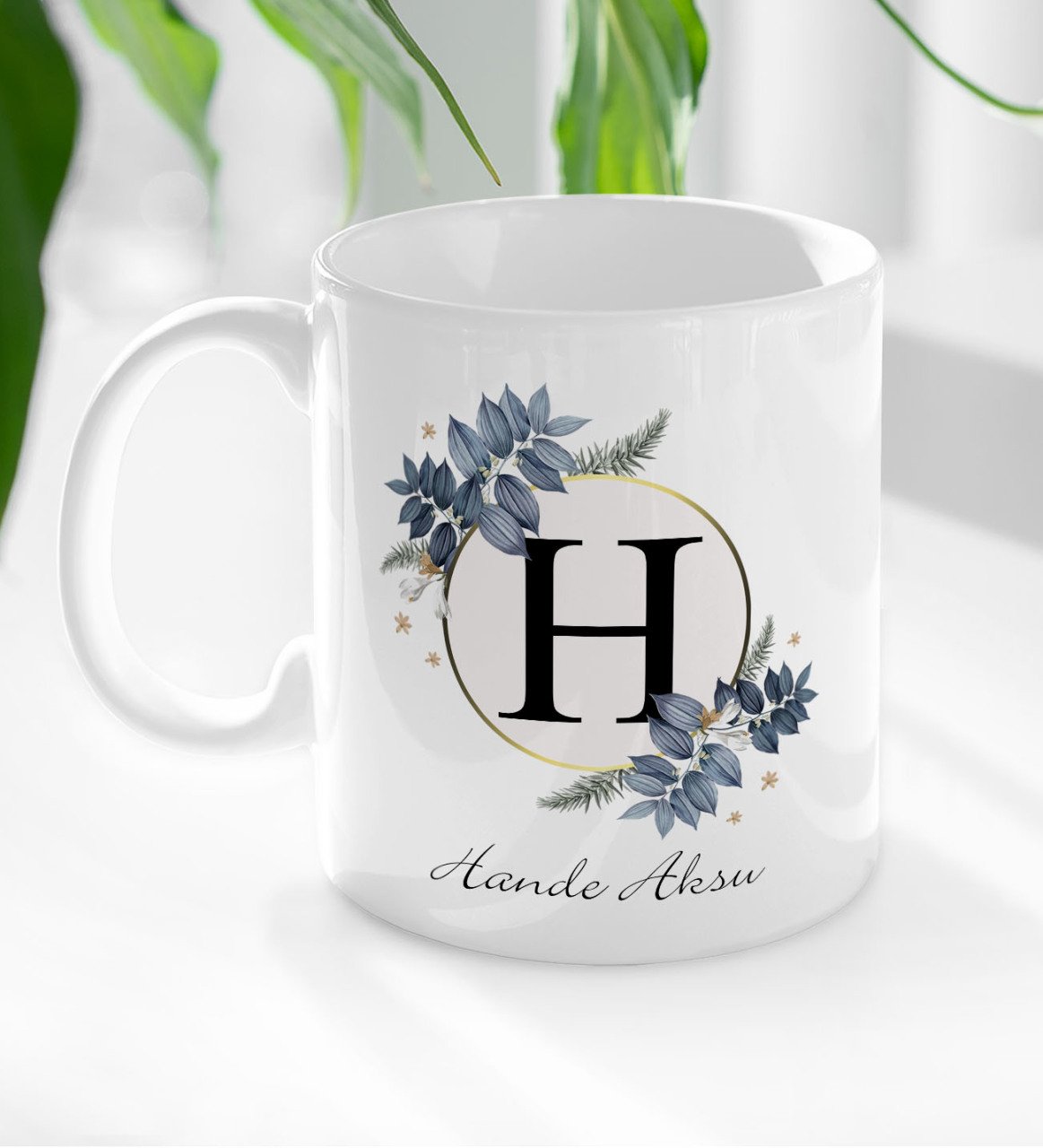 Kişiye Özel Baş Harfli İsimli Beyaz Kupa Bardak-1