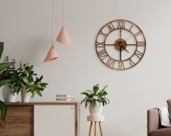 BK Home Dekoratif 45cm Ahşap Duvar Saati-19