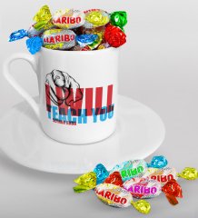 Kişiye Özel İngilizce Öğretmeni Türk Kahvesi Fincanı ve Haribo Şeker Hediye Seti-11