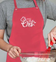 BK Gift Kişiye Özel İsimli Chef Tasarımlı Profesyonel Kırmızı Mutfak Önlüğü, Aşçı Önlüğü, Şef Önlüğü, Arkadaşa Hediye-11