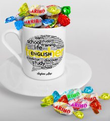 Kişiye Özel İngilizce Öğretmeni Türk Kahvesi Fincanı ve Haribo Şeker Hediye Seti-13