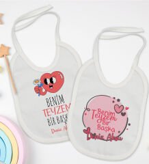 BK Kids Kişiye Özel Teyzem Bir Başka Tasarımlı 2’li Beyaz Mama Önlüğü-1