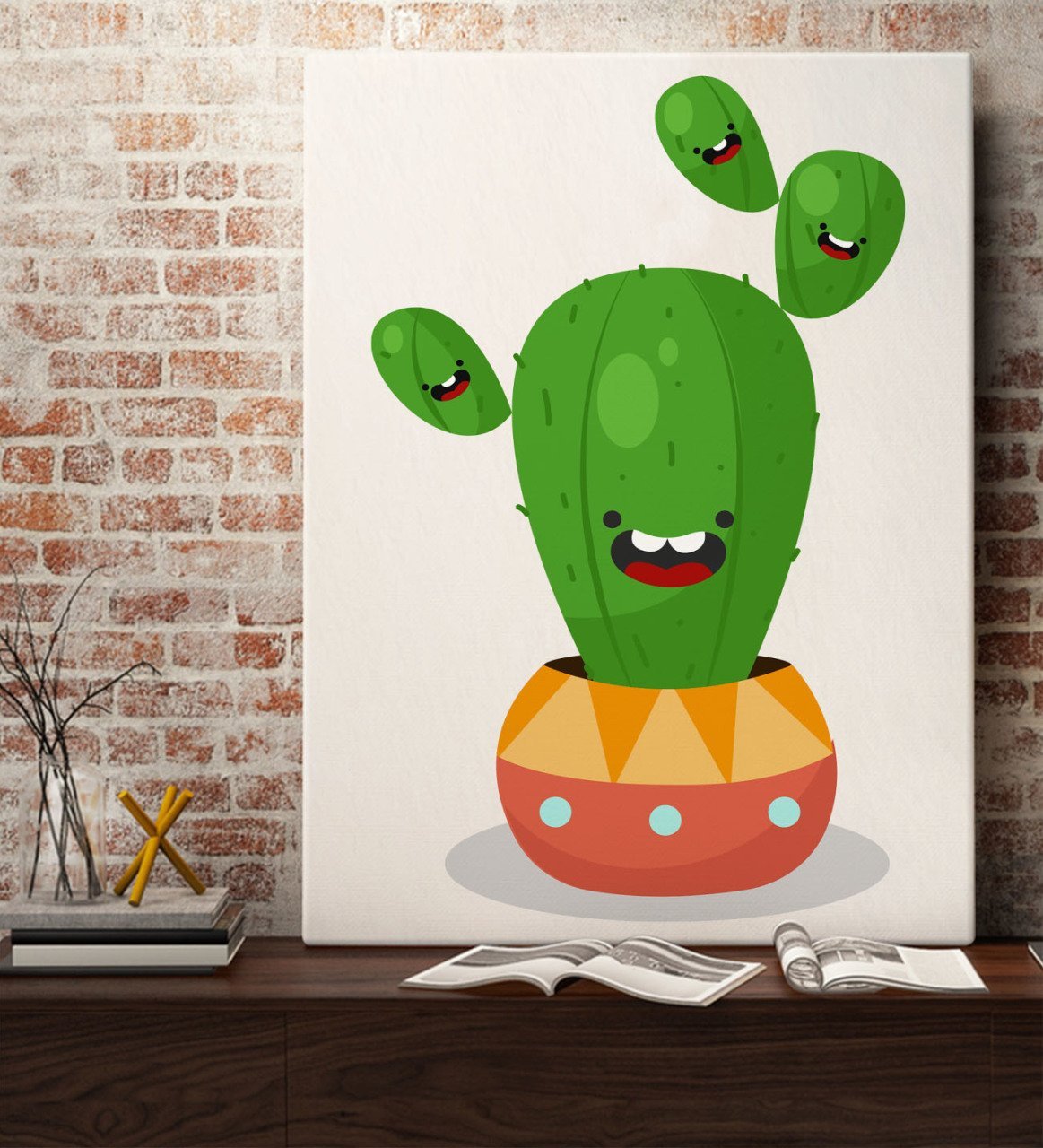 BK Gift Kaktüs Tasarımlı Kanvas Tablo 70x100cm-16