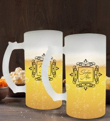 Kişiye Özel İsimli 2’li Buzlu Cam Bira Bardağı 50cl-1