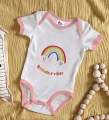 BK Kids Summer Vibes Tasarımlı Pembe Bebek Body Zıbın-2