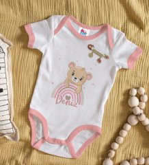 BK Kids Kişiye Özel İsimli Pembe Bebek Body Zıbın ve Kız Bebek İğnesi Hediye Seti-6