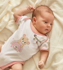 BK Kids Kişiye Özel İsimli Pembe Bebek Body Zıbın ve Kız Bebek İğnesi Hediye Seti-6