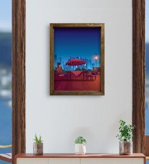 BK Gift Cafe & Bar & Restaurant Konseptli Doğal Masif Ahşap Çerçeveli Tablo 45x65cm-5