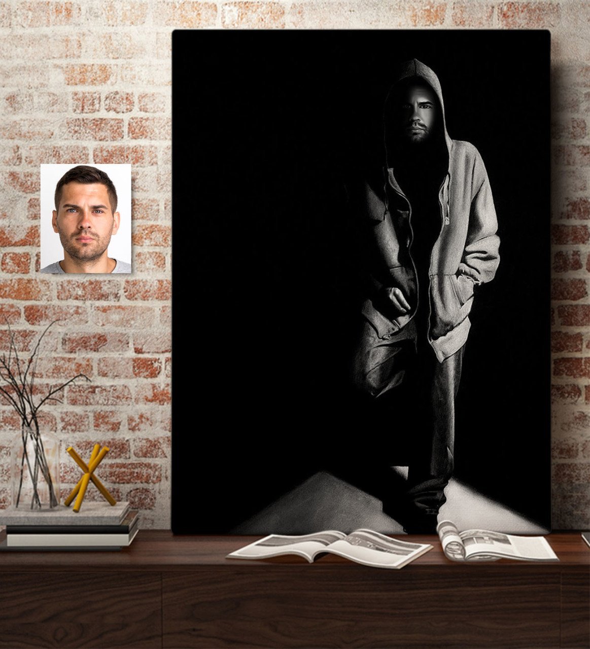 Kişiye Özel Erkek İllüstrasyon Portre Tasarımlı Kanvas Tablo 50x70cm-1