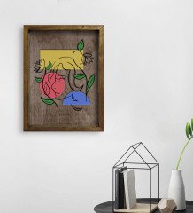 BK Home Woman Line Tasarımlı Doğal Masif Ahşap Çerçeveli Tablo-6
