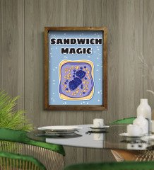 BK Gift Cafe & Bar & Restaurant Konseptli Doğal Masif Ahşap Çerçeveli Tablo 45x65cm-6