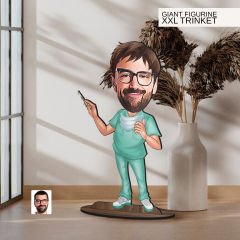 BK Gift Kişiye Özel Doktor Karikatürlü Büyük Boy Ahşap Biblo-6 Arkadaşa Hediye , Sevgiliye Hediye, Kişiye Özel Biblolar