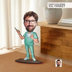 BK Gift Kişiye Özel Doktor Karikatürlü Büyük Boy Ahşap Biblo-6 Arkadaşa Hediye , Sevgiliye Hediye, Kişiye Özel Biblolar